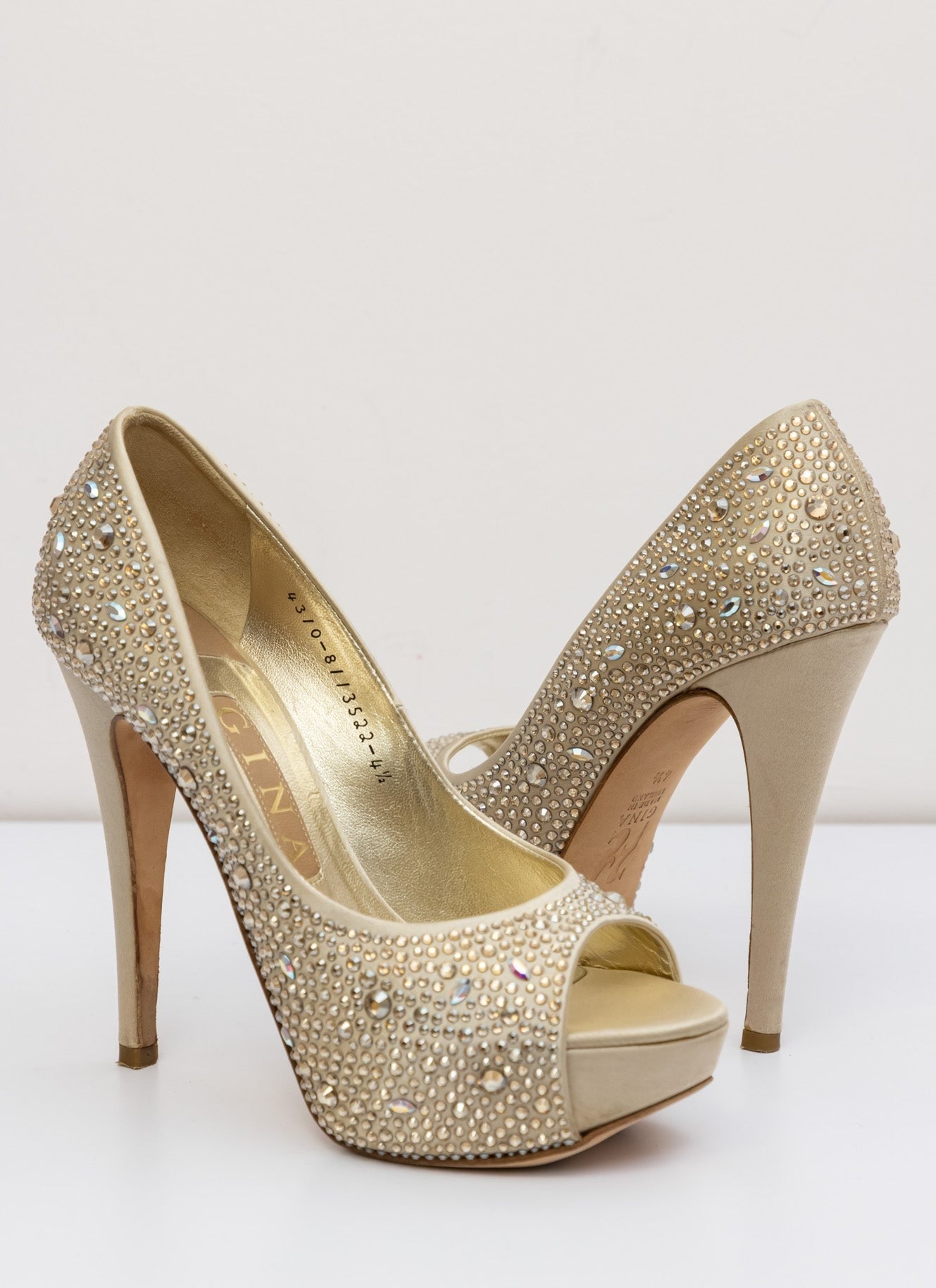 Gina Crystal Embellished Satin Platform Pumps | UK 4.5