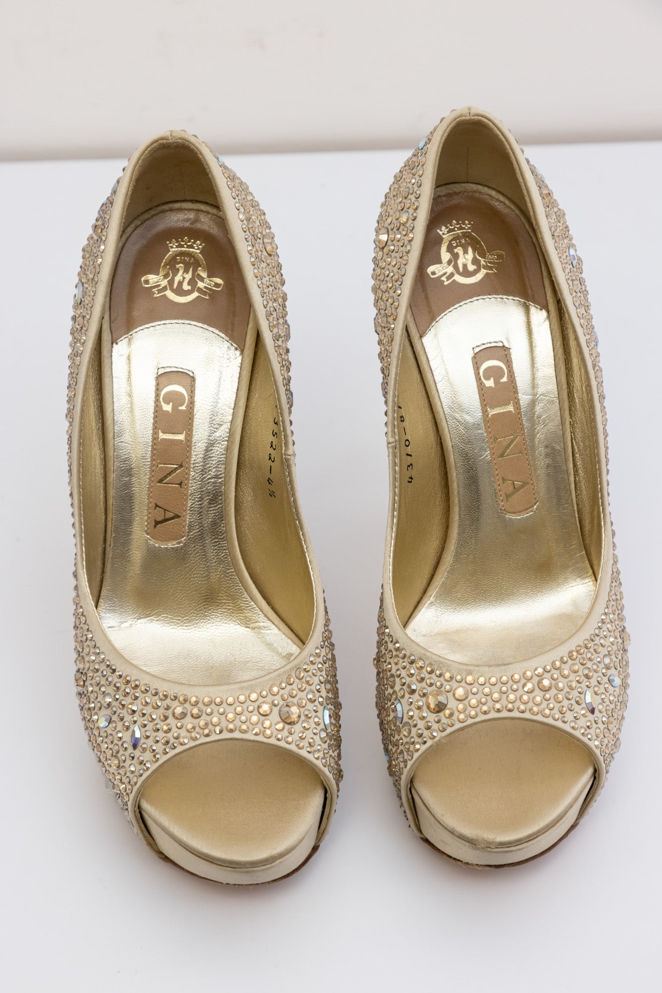 Gina Crystal Embellished Satin Platform Pumps | UK 4.5