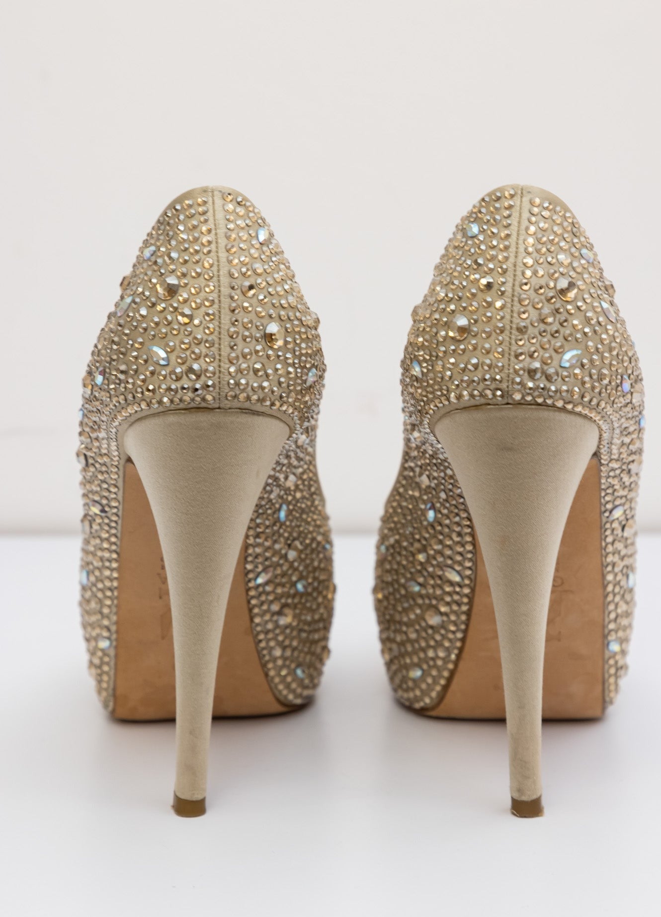 Gina Crystal Embellished Satin Platform Pumps | UK 4.5