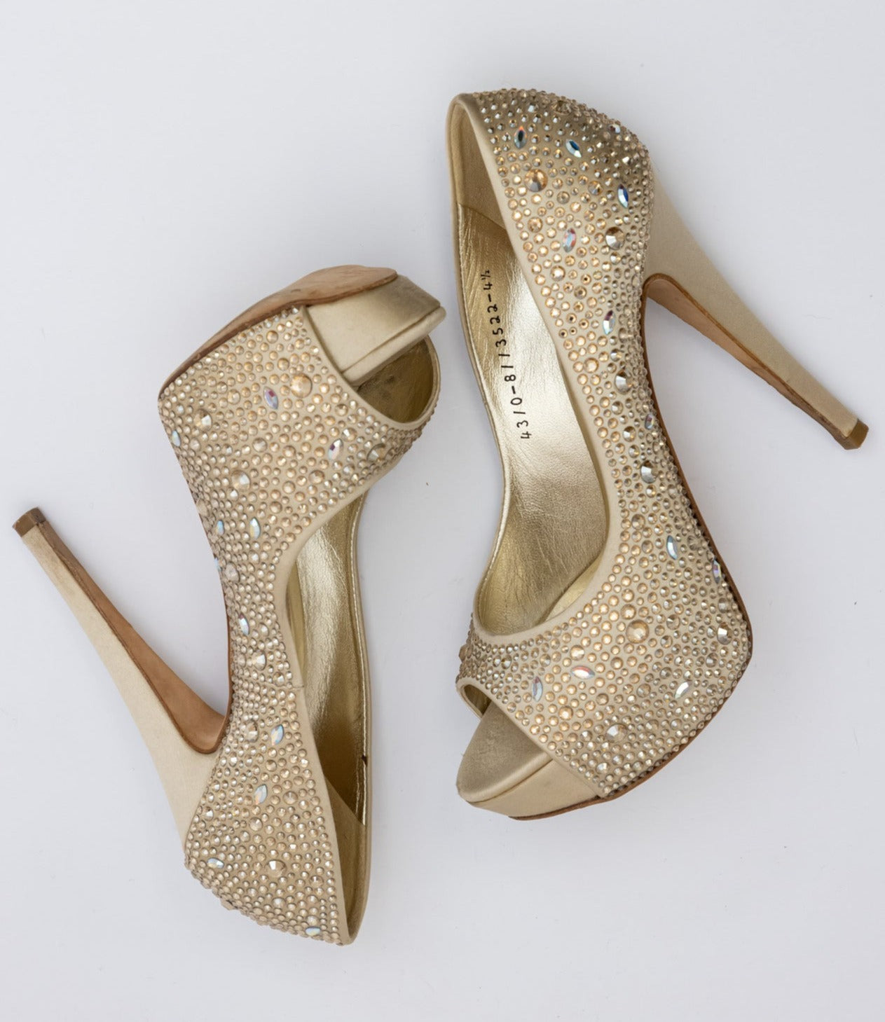 Gina Crystal Embellished Satin Platform Pumps | UK 4.5
