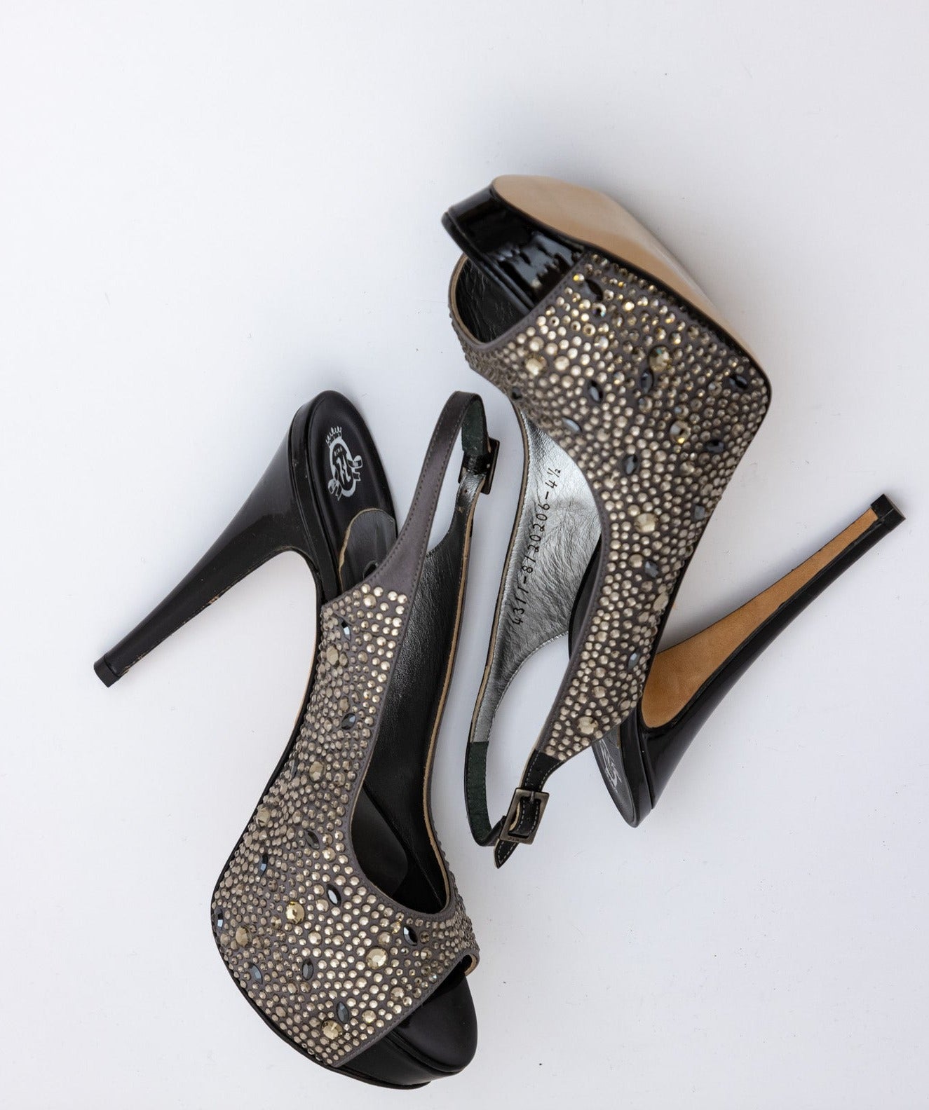 Gina Grey Satin Crystal Embellished Peep Toe Sandals | UK 4.5
