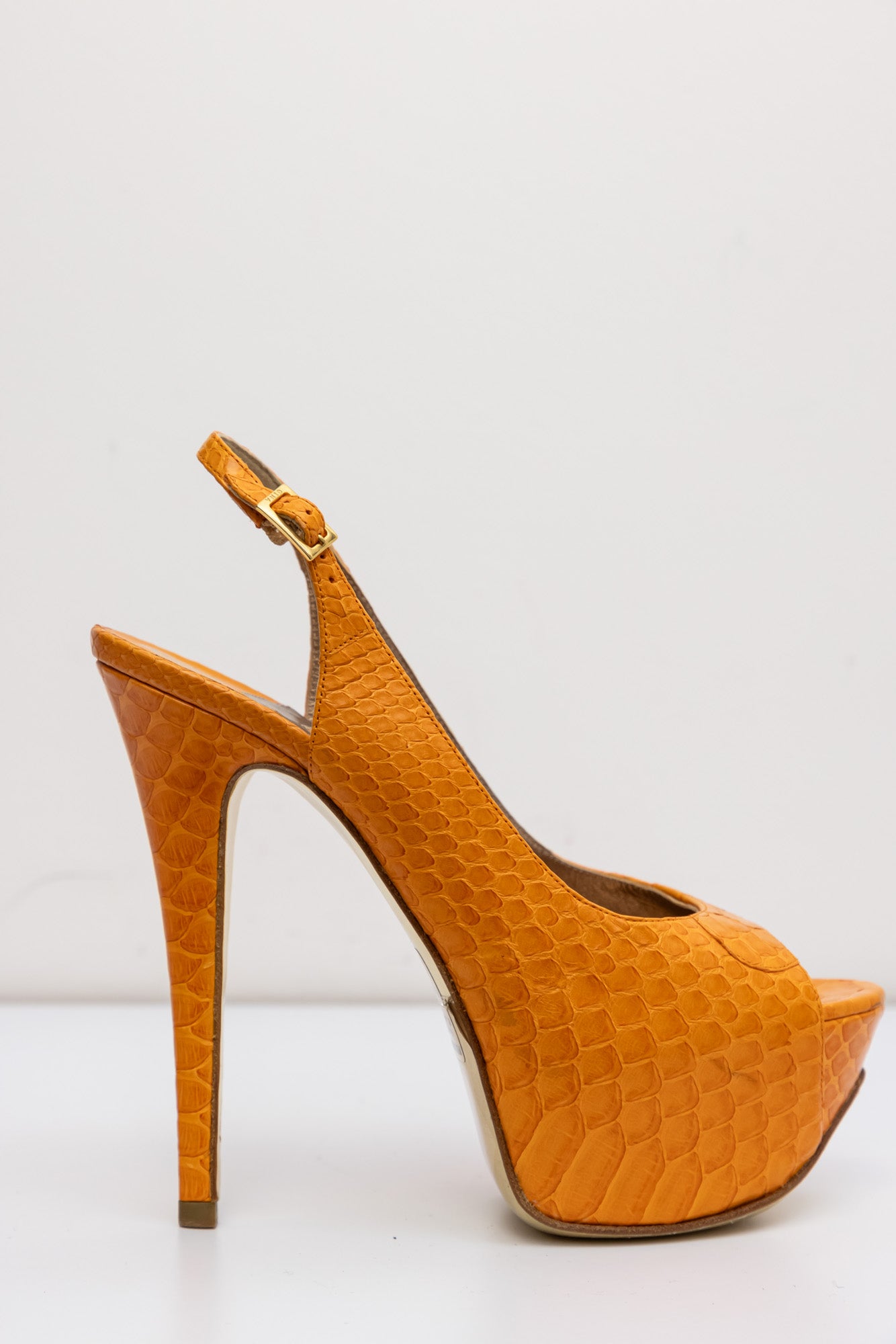 GINA Orange Crocodile Leather Pumps | Size UK 4.5 | Made in England