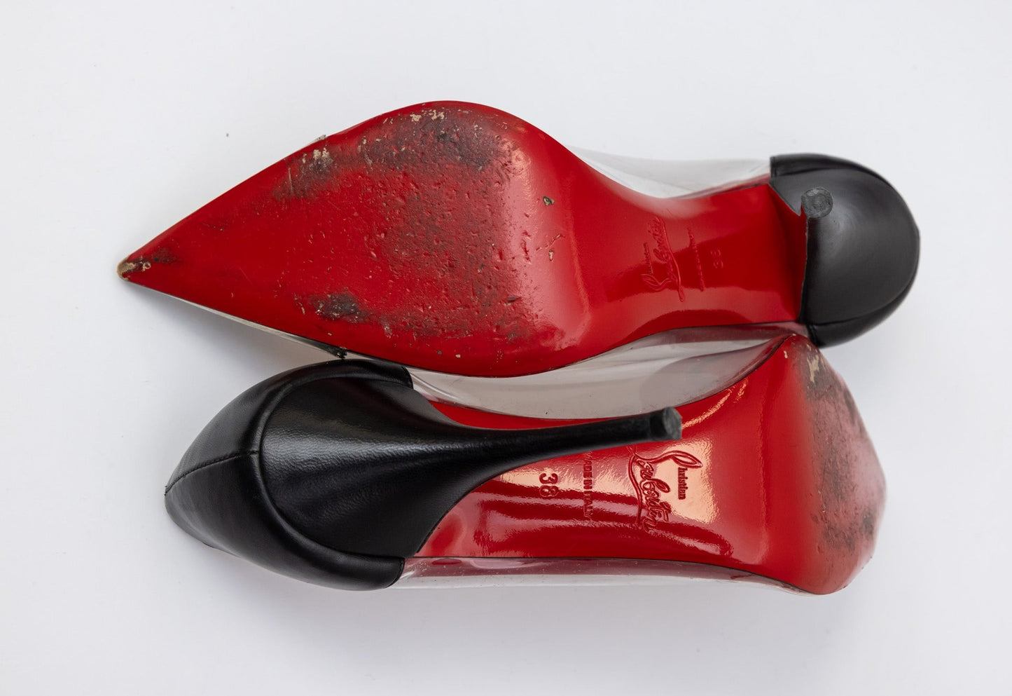 CHRISTIAN LOUBOUTIN Туфли-лодочки с острым носком из прозрачного металла - черный, серебристый