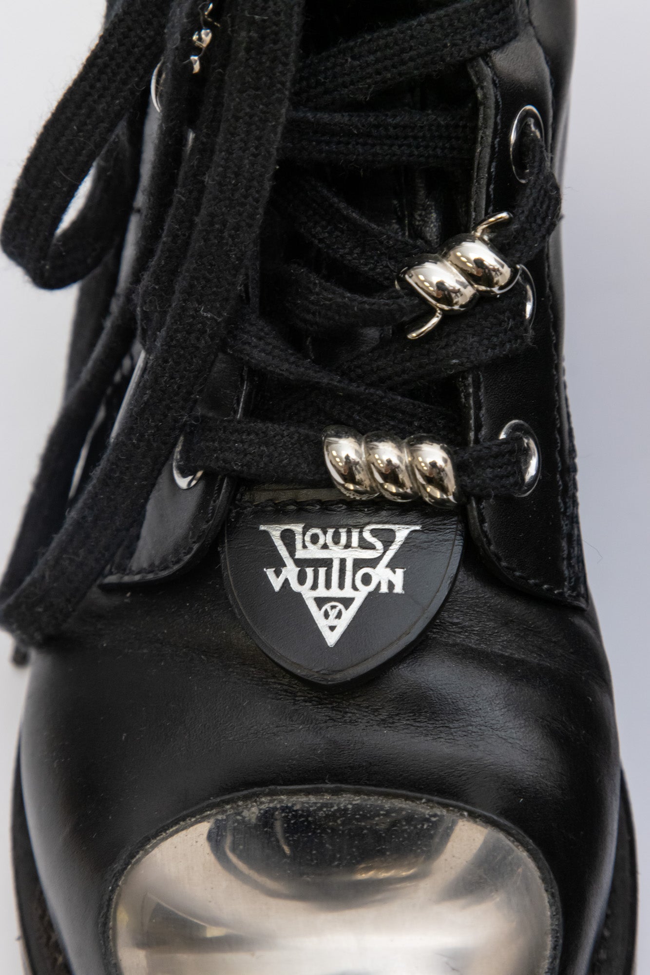 LOUIS VUITTON Metropolis Shoes Monogram Canvas | Black Leather Ankle Boots