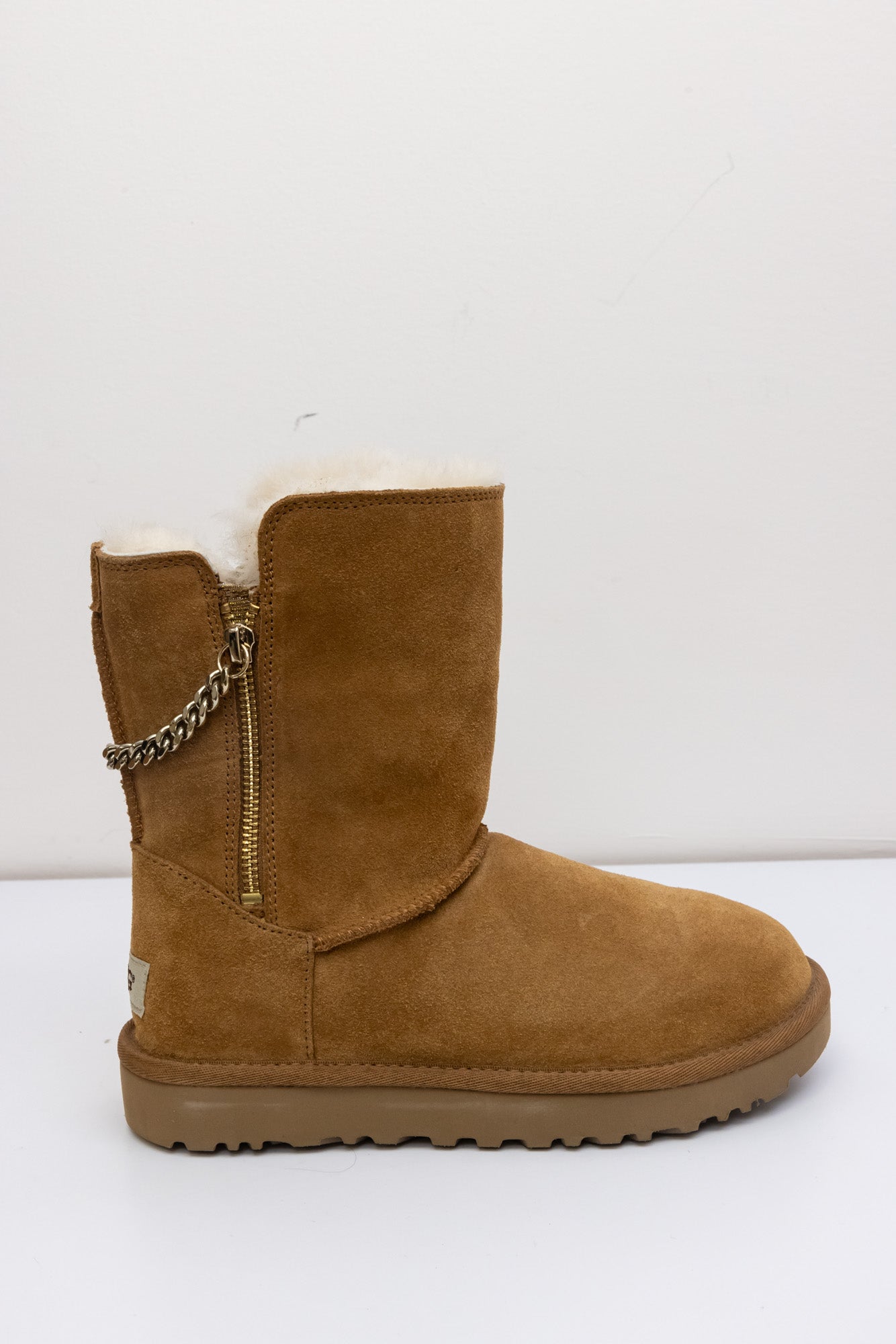 UGG Leather Ankle Boots | Sheepskin | Chestnut Brown | Metallic Zippers