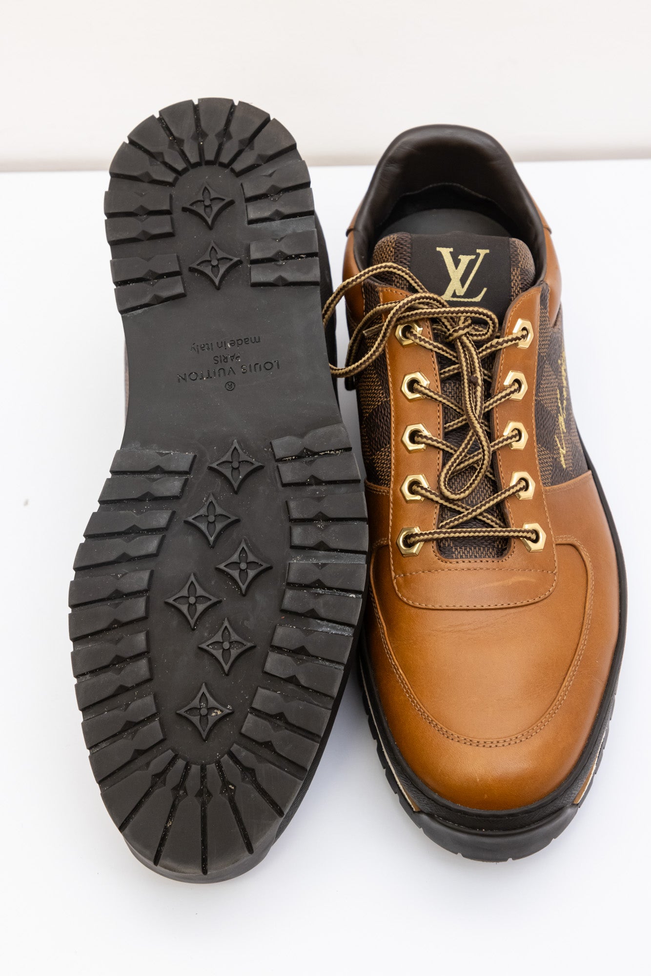 LOUIS VUITTON Кроссовки Damier Ebene Harlem из телячьей кожи