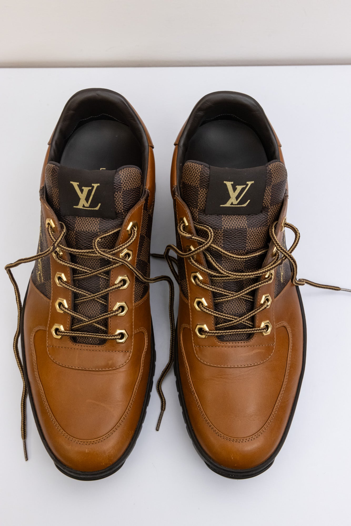 LOUIS VUITTON Calfskin Damier Ebene Harlem Sneakers