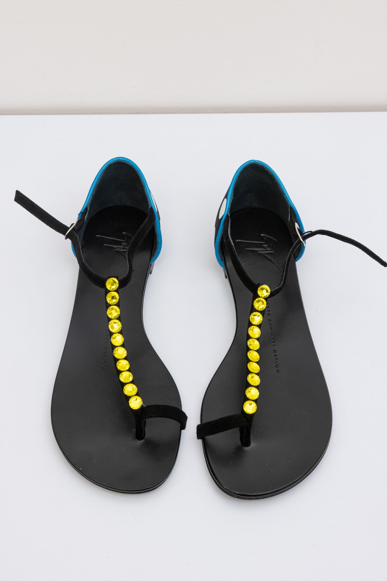 Giuseppe Zanotti Black Polka Dot and Cheetah Print Flat Sandal | Size IT 37.5 | Made in Italy