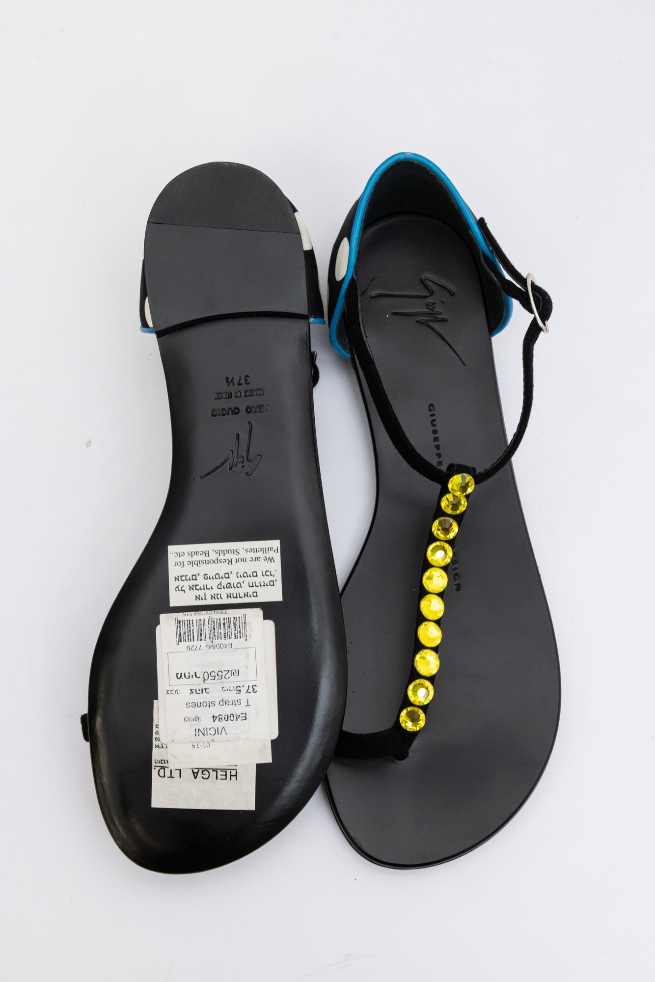 GIUSEPPE ZANOTTI Черные сандалии на плоской подошве с принтом в горошек и гепарда