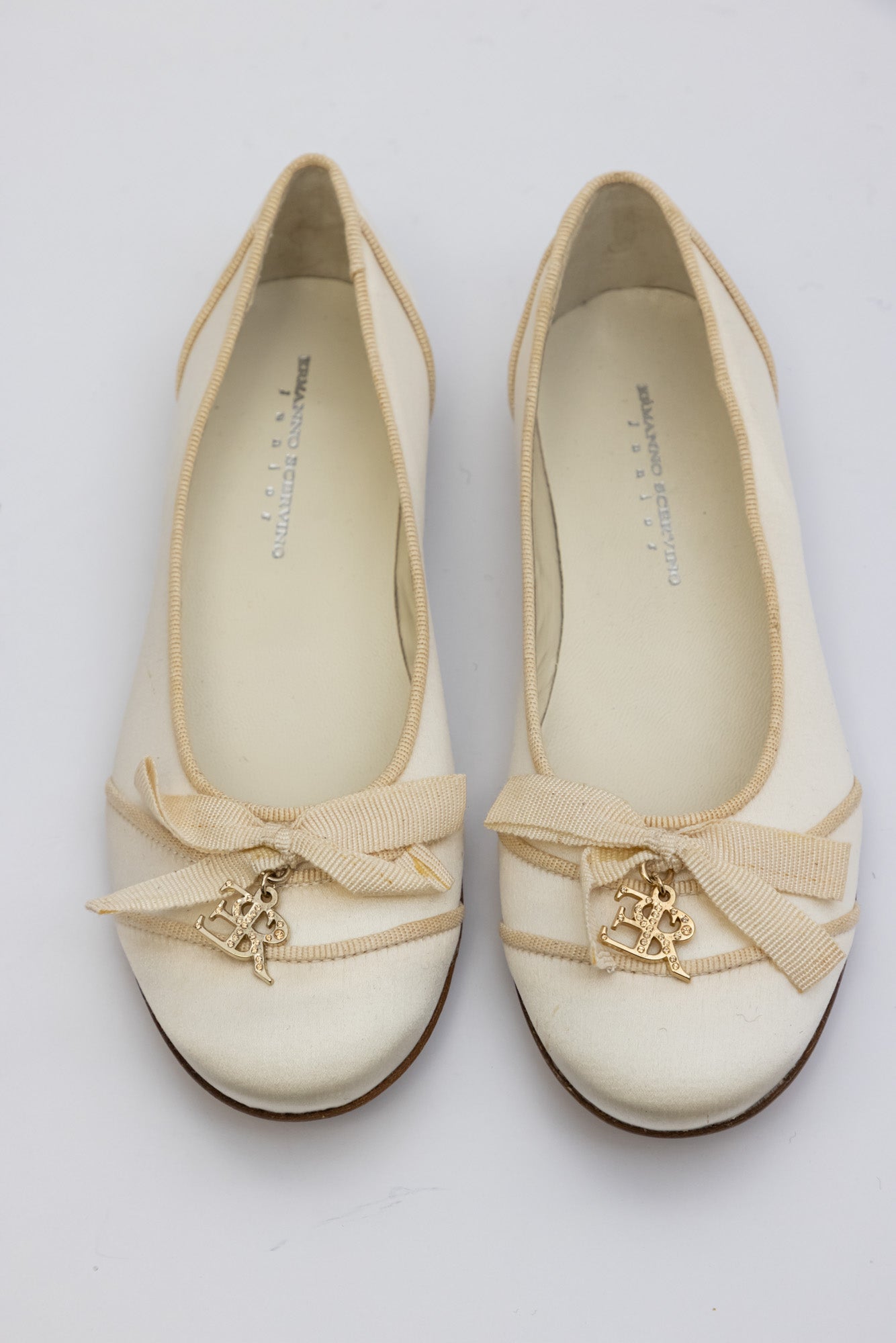 Ermanno Scervino Satin Beige Ballerina Shoes | IT 35 (Junior) | Made in Italy