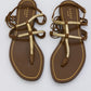 Gucci Brown and Gold Leather Strap Sandals | Size IT 37 | Made in Italy