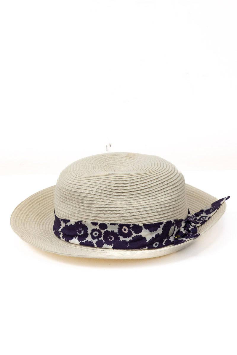 Baby DIOR Elegant White Straw Hat with Blue Flower Ribbon - Made in Italy