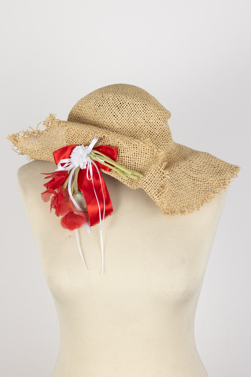MONNALISA Beige Hat Size 8yrs with Flower