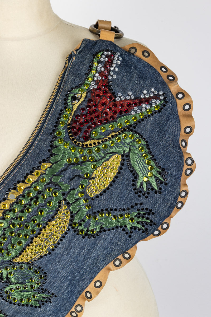 VOYAGE MAZZILLI MICHIELSENS vintage jeans crocodile embellished Bag