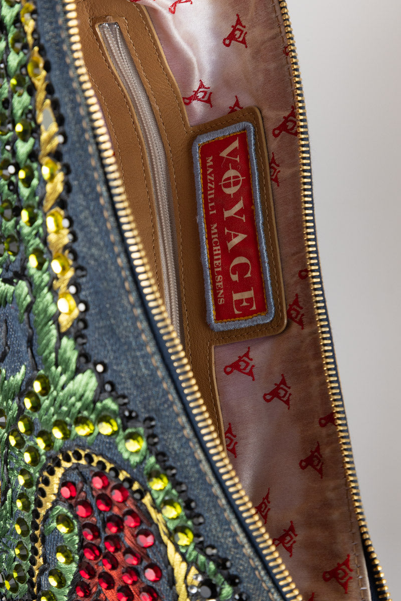 Sac VOYAGE MAZZILLI MICHIELSENS en jean vintage orné de crocodile