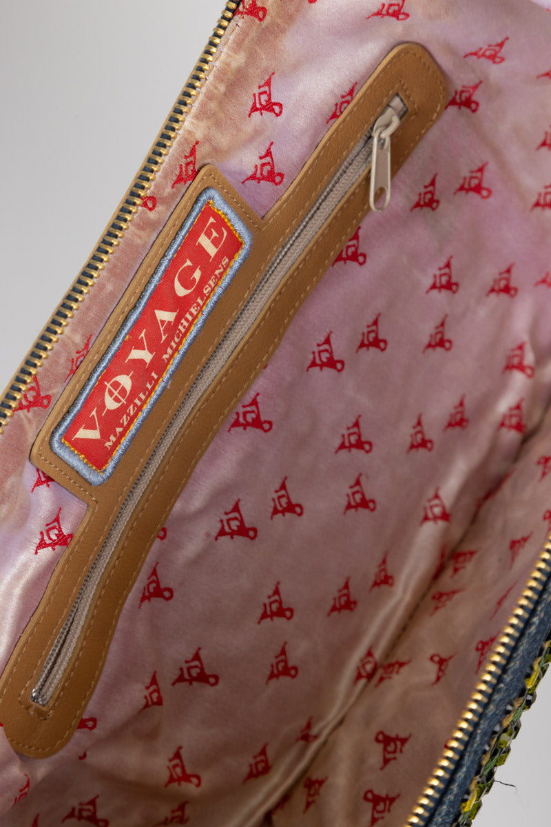 Sac VOYAGE MAZZILLI MICHIELSENS en jean vintage orné de crocodile