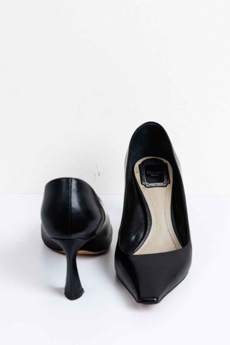 CHRISTIAN DIOR Black Leather Songe Pump Heels Size 38 | Great Condition | Made in Italy