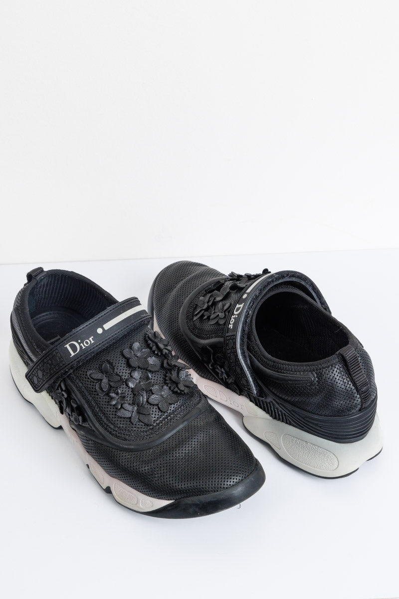 CHRISTIAN DIOR Black Fusion Low Sneakers | Leather and Rubber Trim 