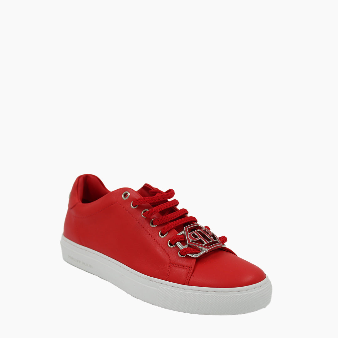 PHILIPP PLEIN Red Sneakers Hexagon Double P Monogram Logo