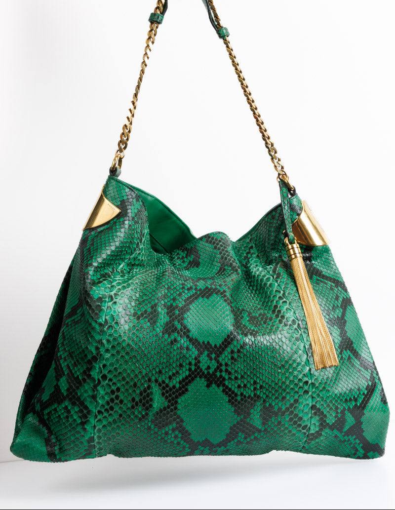 GUCCI Green Python Leather Shoulder Bag | Exquisite Elegance and Luxury