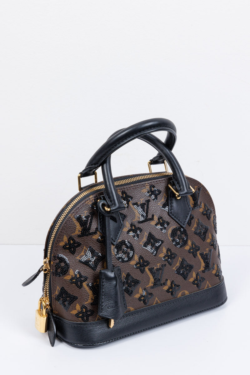 LOUIS VUITTON Limited Edition Monogram Eclipse Alma Black Brown Bag