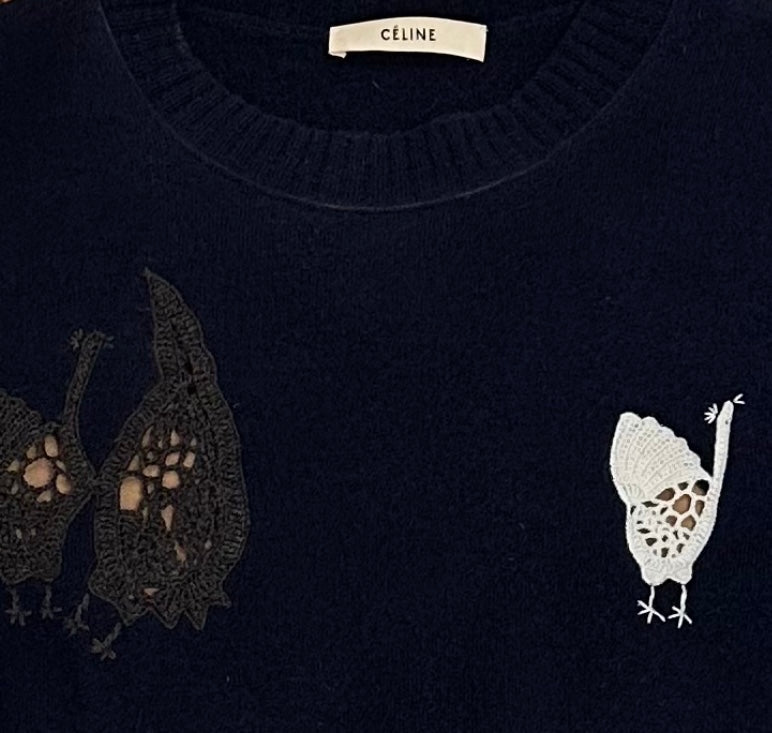 CELINE Wool Knitwear - Pull Luxueux Marine en Laine