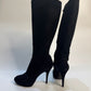 LOUIS VUITTON Black Suede Leather Boots - Size 40 | Excellent Condition - Luxury Footwear