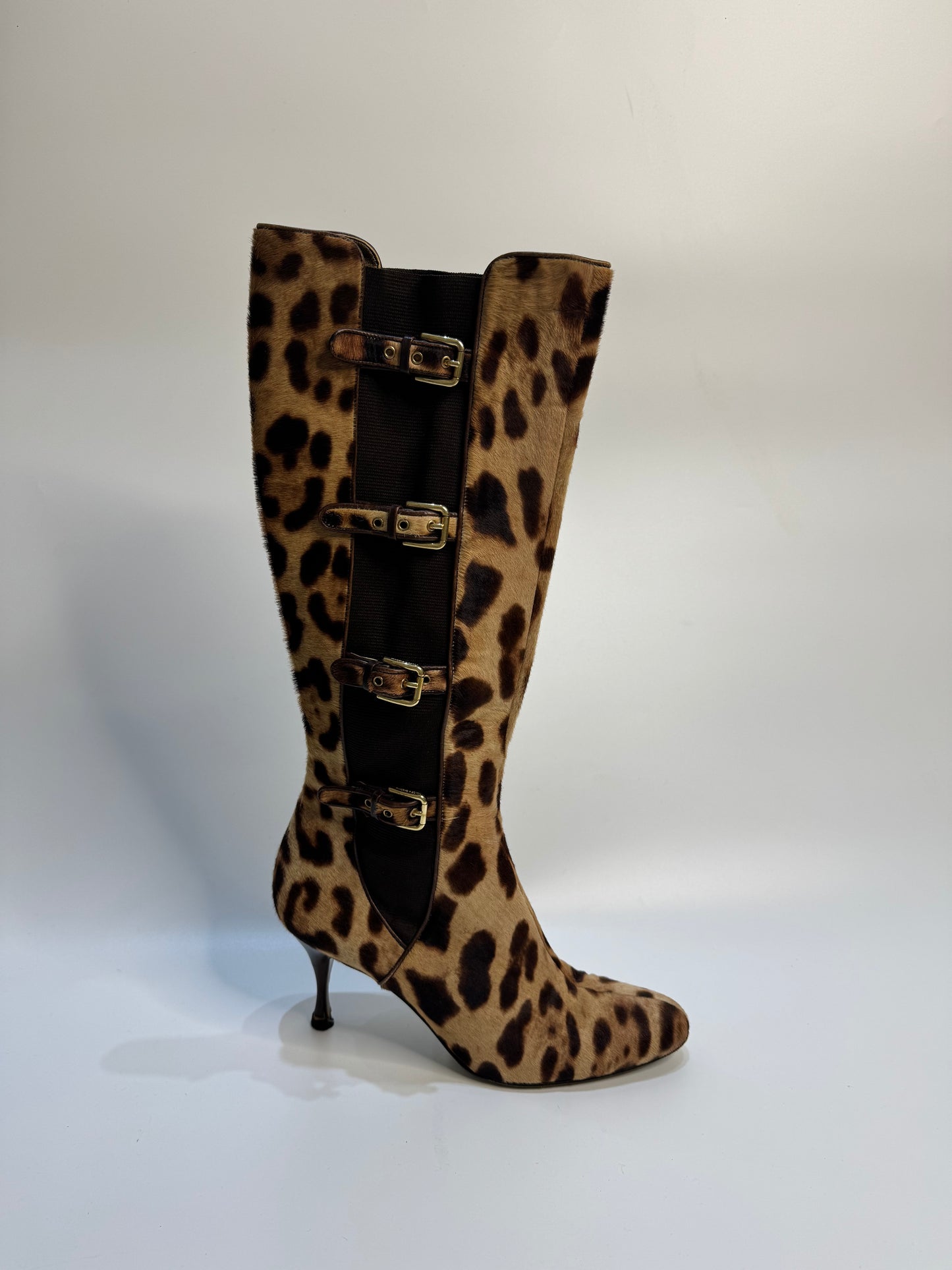 DOLCE & GABBANA Leopard Print Leather Boots 