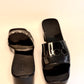 GUCCI black rubber logo slide sandals with embossed logo