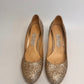 JIMMY CHOO Metallic Gold Coarse Glitter Billie Block Heel Pumps Size 38