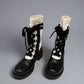 Christian Dior Black Leather & White Knit Lace-Up Combat Boots,Luxury Designer Footwear with Strap Details