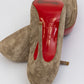 CHRISTIAN LOUBOUTIN Grey Suede Red Bottom Round Toe Pump Heels