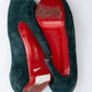 CHRISTIAN LOUBOUTIN Green Suede Red Bottom Open-Toed Pumps