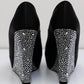 GINA Black Crystal Embellished Satin Belle Open Toe Wedge Pumps