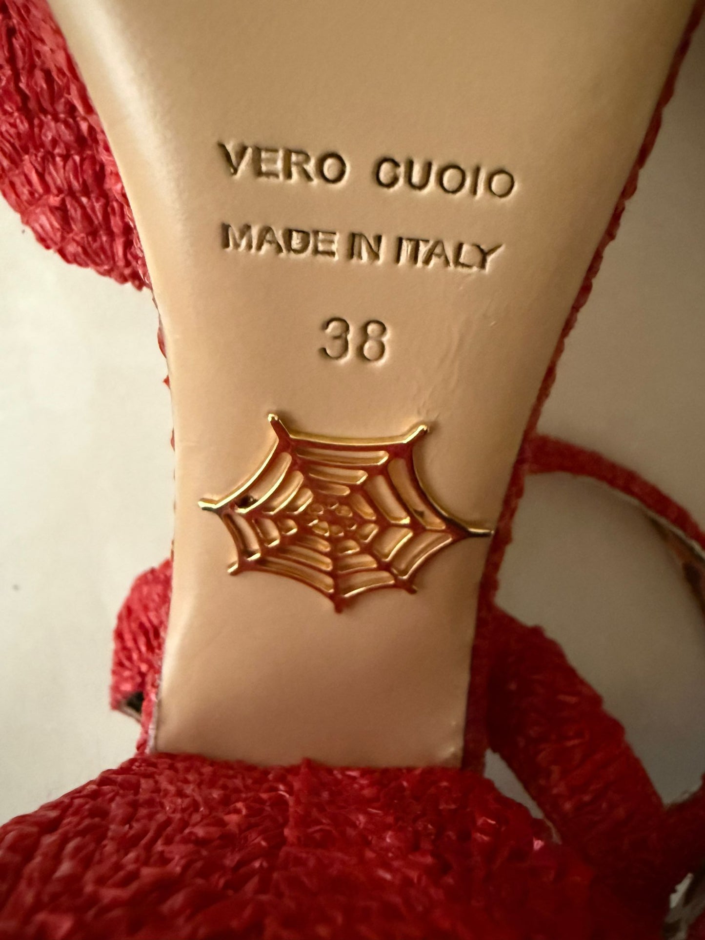 Charlotte Olympia Red Raffia Platform Heels – Size IT 38, Made in Italy, Almost New