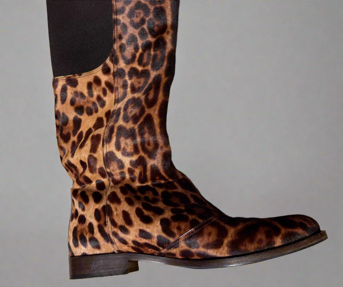 DOLCE & GABBANA Leopard Print Calf Hair Knee-High Boots (Size 38) | Made in Italy | Excellent Condition