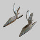 Authentic FENDI Roma Silver Crystal Slingback Pumps Sculptural Metal Heel Size IT 39 Excellent Condition