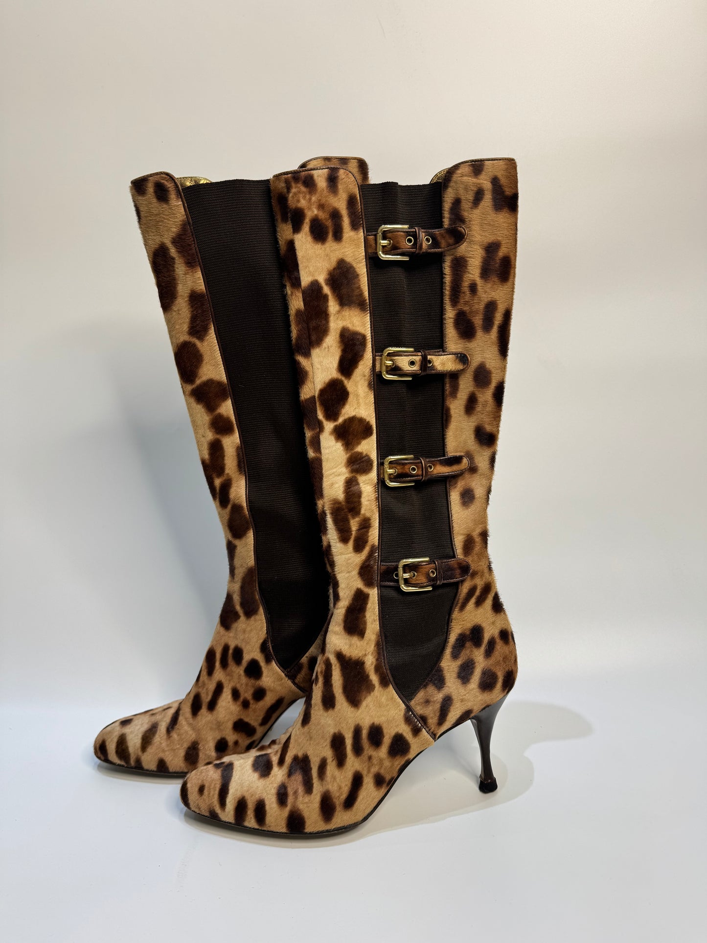 DOLCE & GABBANA Leopard Print Leather Boots