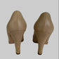 Authentic CHANEL Beige Metallic Gold Leather Cap Toe Chain Pumps IT 38.5 C Excellent Condition