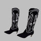 CHRISTIAN DIOR Black & White Flame Cowboy Boots – Size 38 | Luxury Designer Footwear