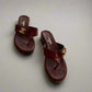 Chanel Burgundy Leather Platform Sandals – Size 38.5, Made in Italy