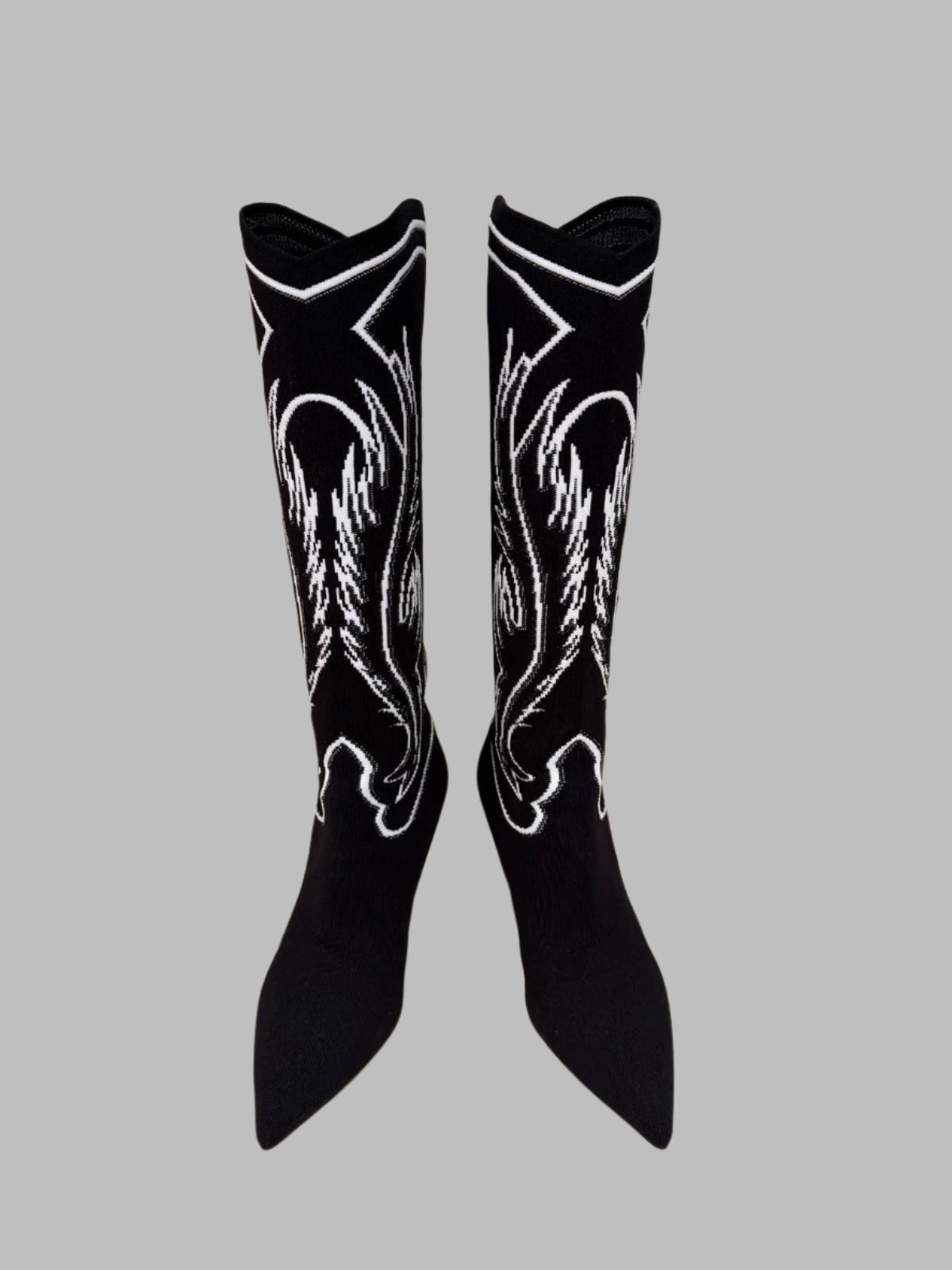 CHRISTIAN DIOR Black & White Flame Cowboy Boots | Luxury Designer Footwear