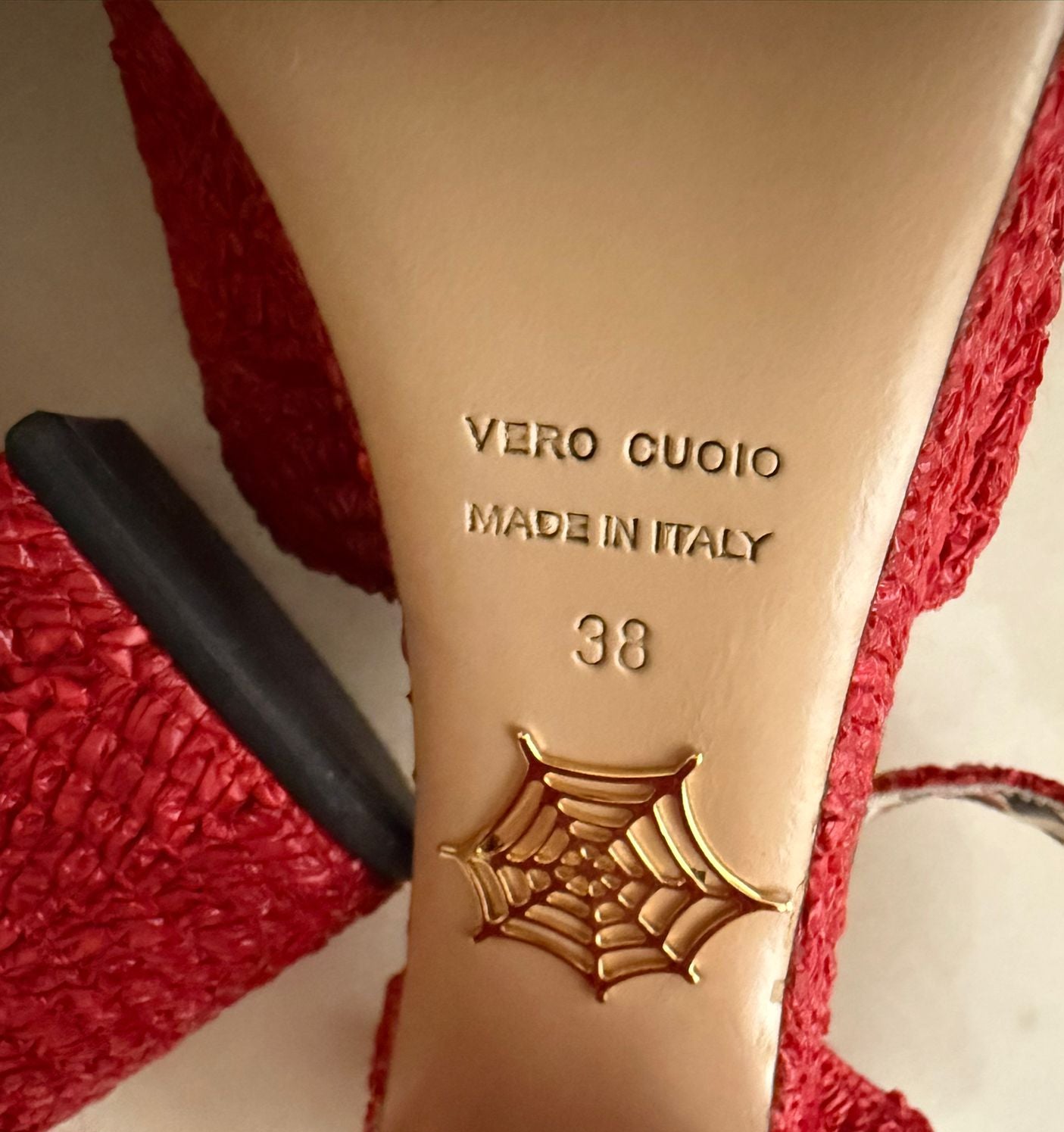 Charlotte Olympia Red Raffia Platform Heels – Size IT 38, Made in Italy, Almost New