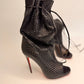 CHRISTIAN LOUBOUTIN Jennifer Perforated Black Leather Boots - New, Size 38