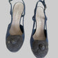 CHANEL Blue Denim Camellia Slingback 