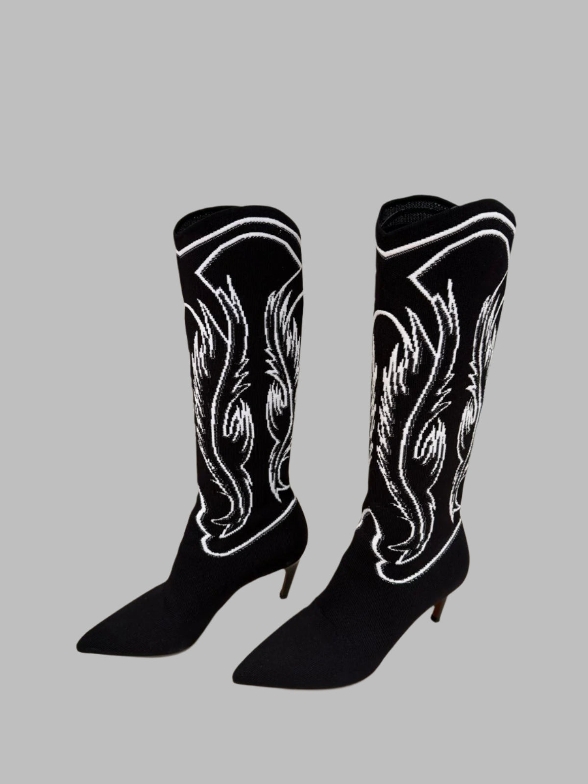 CHRISTIAN DIOR Black & White Flame Cowboy Boots | Luxury Designer Footwear