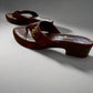 Chanel Burgundy Leather Platform Sandals – Size 38.5, Made in Italy