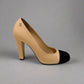 CHANEL Cap-Toe Two-Tone Pumps – Size 38C | Black Velvet & Beige Leather | Luxury Designer Shoes