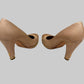 Authentic CHANEL Beige Metallic Gold Leather Cap Toe Chain Pumps IT 38.5 C Excellent Condition