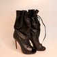 CHRISTIAN LOUBOUTIN Jennifer Perforated Black Leather Boots - New, Size 38